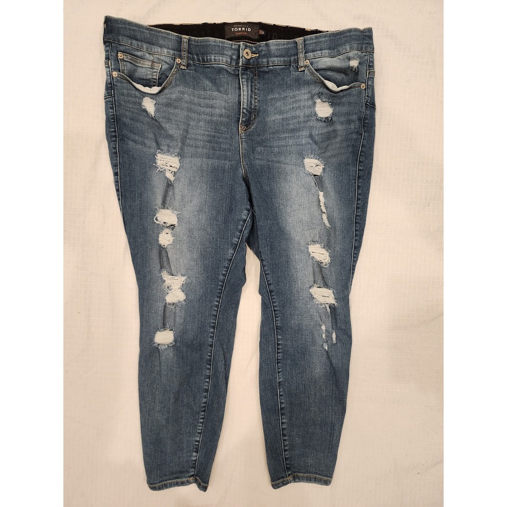 Torrid stretch jeans: Bombshell Skinny fit, distressed/destroyed Women's 24 S